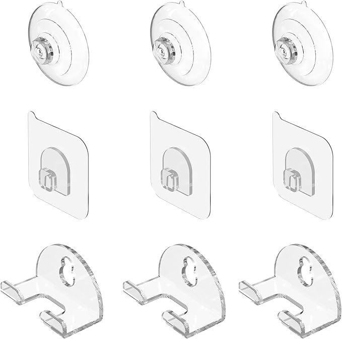 Linkidea 3 Pack Bathroom Razor Holder, Suction Cup & Adhesive Wall Mount Shaver Organizer, Compatible with Fusion 5, ProGlide Shield, Vector 3, Sensor 3