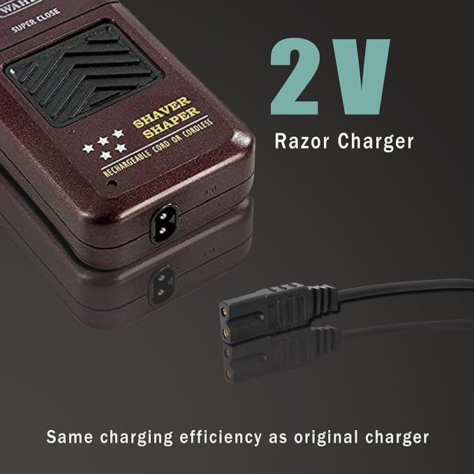 Charger Replacement for Wahl Shaver Shaper Charger, 2V Power Cord for Wahl Trimmer 8061, 8163, 8786-1001, 7367, 7357, 7029, 7060, 7035, 7339, 7356, 4000, for Wahl Clipper 5-Star Series Charging Cord