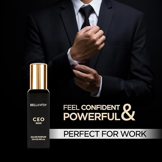BellaVita Luxury CEO Man Eau de Parfum Travel Size Edition 20 ml | Mens Travel Fragrance | Long-Lasting Mini Perfume with Lemon, Lavender, Agarwood| Compact Perfume for Men | Pocket Size