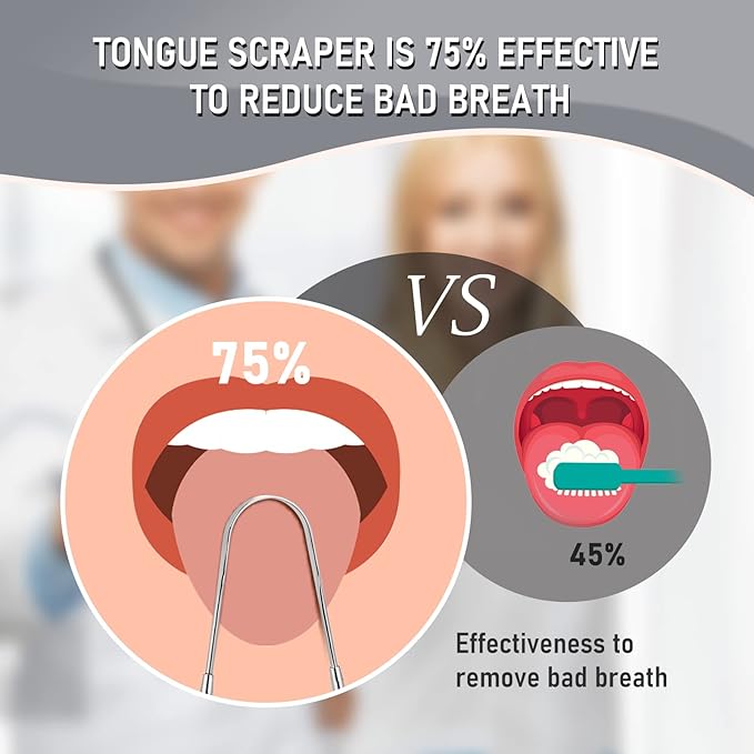 4 Pack Tongue Scraper, Hygienic Seal-Pack, Professional Eliminate Bad Breath, Stainless Steel Tongue Scrapers, Effectively Improve Oral And Gut Health -silver
