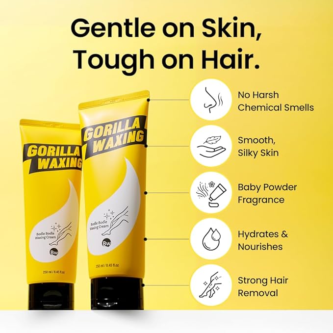 Gorilla Waxing Korean Hair Removal Cream for Women & Men, Depilatory Cream with Shea Butter, For Legs, Arms, Bikini & Underarms, Gentle Formula for Sensitive Skin, Korean Skin Care (2, 8.45 fl oz.)