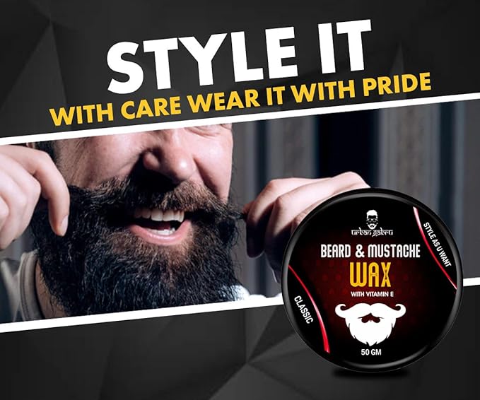 urbangabru Beard, Mustache Wax for Men – Strong Hold Mooch Styling Wax, Balm, Cream to Shape and Nourish Your Beard Contain Vitamin-E and Hemp Seed Oil (1.7 fl oz)