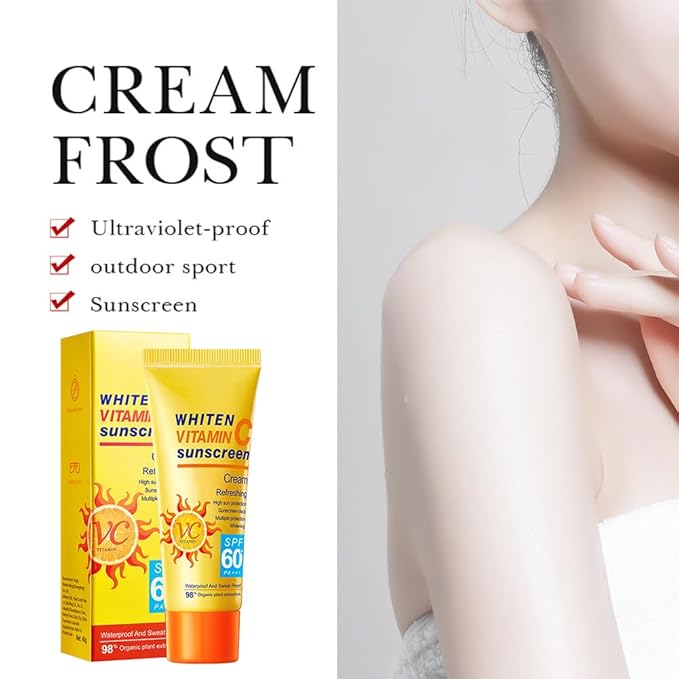 Vitamin C Sunscreen Lotions,2 Pcs Daily Moisturizer Sunscreen Cream for Face and Body,Women Men Waterproof Sweatproof Refreshing Non-greasy Sun Protection Cream,Facial Sunblock (orange)
