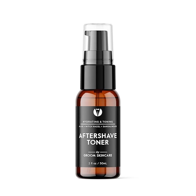 GROOM After Shave Toner for Men | Soothing, Pore-Tightening Formula with Aloe, Sandalwood, Chamomile & Vitamins A+E | Calms & Tones Skin | 2 oz