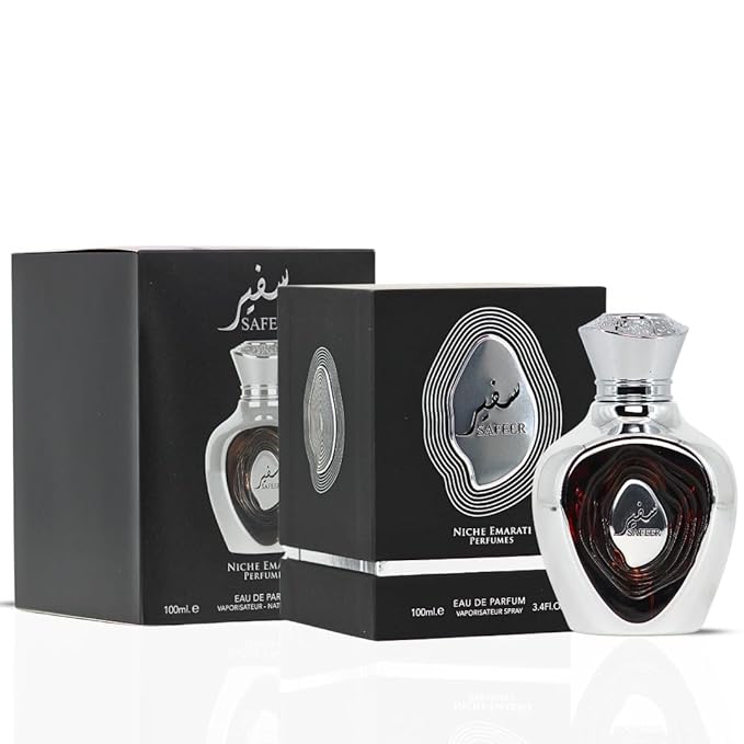 Lattafa Niche Emarati Safeer Eau de Parfum for Men - 100ml (3.4 oz) | Woody Spicy Cologne with Bergamot & Juniper Berry | Elegant, Timeless Masculine Scent | Long-Lasting Arabian Luxury Perfume
