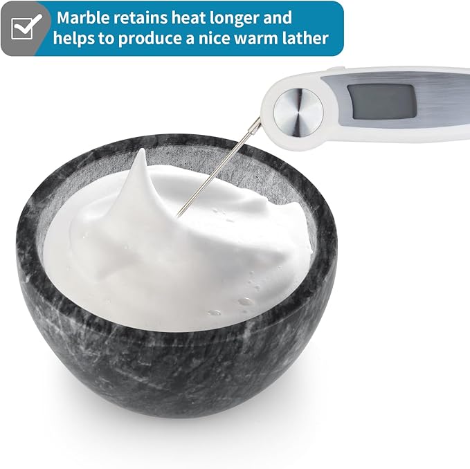 MDLUU Marble Shaving Soap Bowl, 4.7" Shaving Soap and Cream Bowl, Natural Marble Stone Bowl, Keep Lather Warm for Man's Wet Shave (Black)