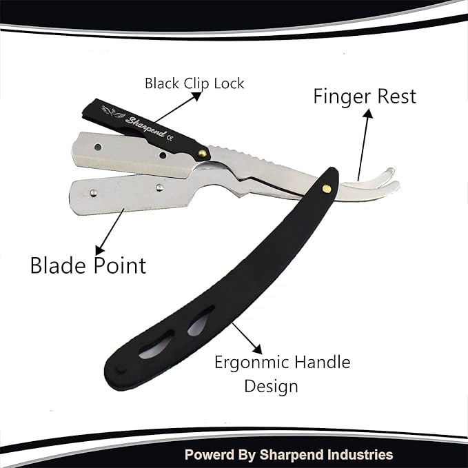 Sharpend Professional straight razor for men Handmade stainless Steel straight Razor kit Barber Razor Men Straight Razor Blade shavette straight edge razor with 20 single edge blades