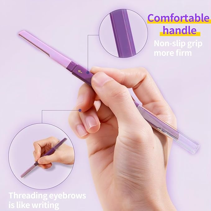 Eyebrow Razor for Women Face,Dermaplane Razors with Cover for Peach Fuzz Facial Hair Removal 2Pcs