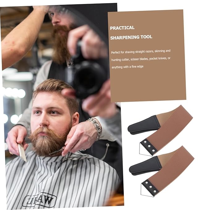 NOLITOY 6pcs Dual-sided Sharpening Straps Practical Strop Tool for Straight and Knives High-grade Hanging Design Easy to Use for Home Grooming
