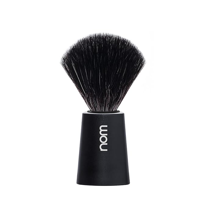 NOM Carl Shaving Brush | Vegan Shave Brush for Shaving soaps and creams | sustainable eco-friendly and reusable |Exfoliating Shaving Brush | Black handle