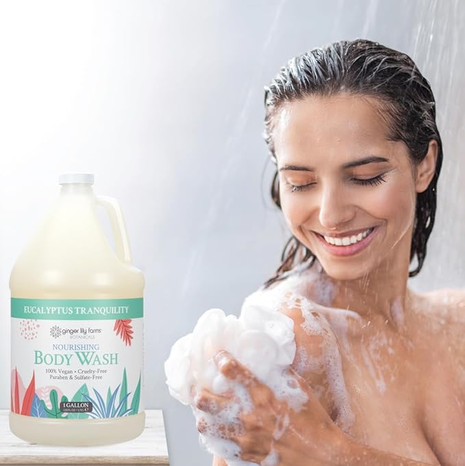 Ginger Lily Farms Botanicals Nourishing Body Wash, Eucalyptus Tranquility, 100% Vegan & Cruelty-Free, 1 Gallon (128 fl oz) Refill