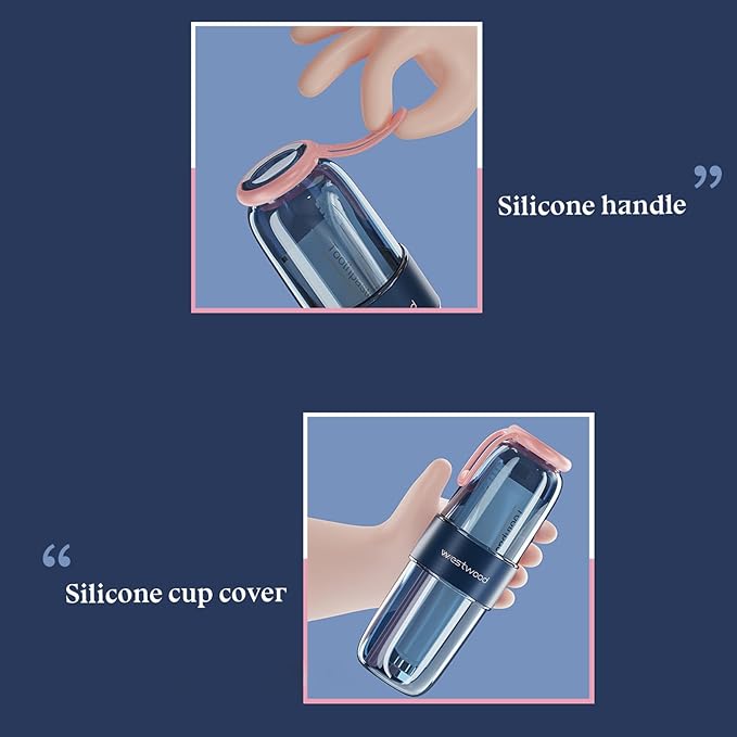 Luxury Transparent Pink Toothbrush Travel Case, Portable Travel Toothbrush & Toothpaste Holder Cover Organizer Container with Mouthwash Cup for Camping, Business Trips, Bathroom Storage