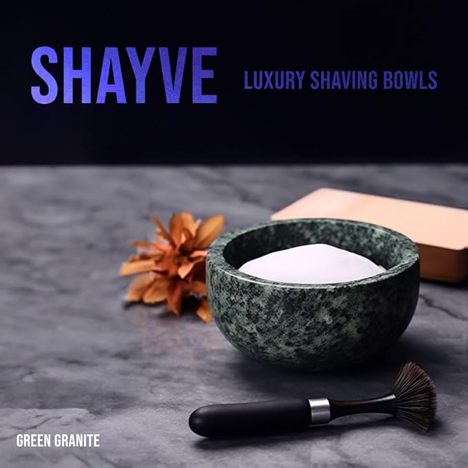 ShayVe Shaving Bowl for Shaving Soap & Cream — Marble Shave Bowl For Shaving Soap & Cream — Exquisite Heat Insulated Wet Shaving Kit Addition (Light Grey Marble)