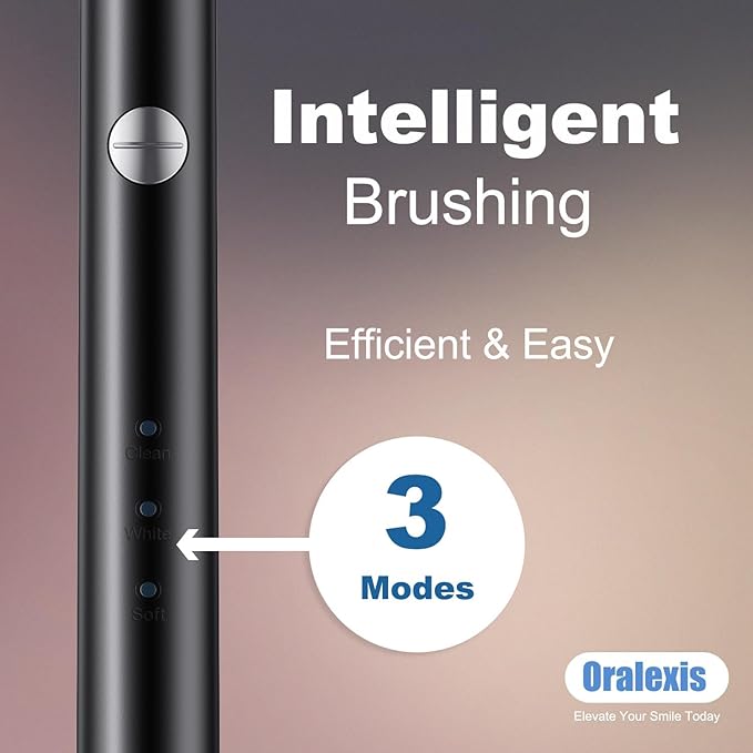 Electric Toothbrush for Adults and Kids, with 8 Brush Heads and Tongue Scraper, 2 Minute Smart Timer, One Fast Charge Last 120 Days, 40000 VPM Deep Clean, Sonic Travel Toothbrush - Black
