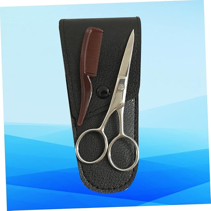 NOLITOY 2sets Stainless Steel Eyebrow Trimmer Grooming Kit for Men Mustache Scissors Beard Cutting Shears Hair Trimmers Hair Care Accessory