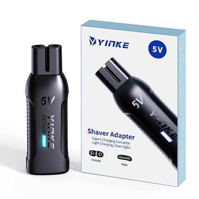 5V Mini Type-C Shaver Adapter Charger Converter for Philips Oneblade QP1924/QP2724/QP2834/QP4530/MG Series with Charging Indicator, USB-C Electric Razor Power Adapter (1 PC)