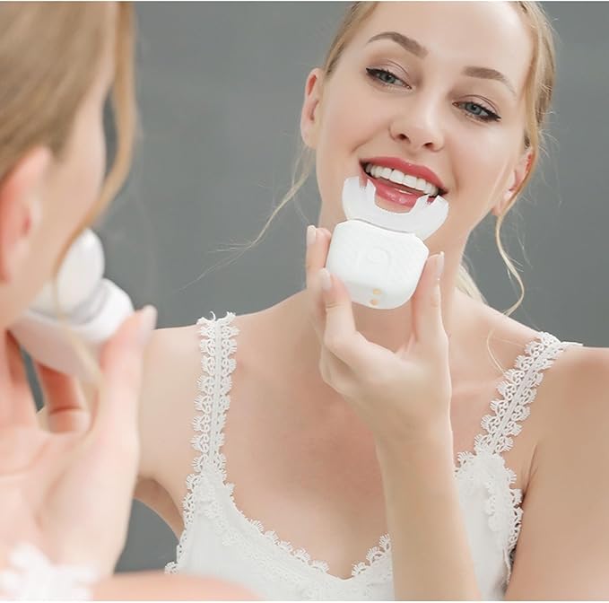 Scandinavian Smiles U-Shaped Electric Toothbrush, 360° Sonic Cleaning for Adults & Kids, 3 Modes, USB-C Rechargeable (White)