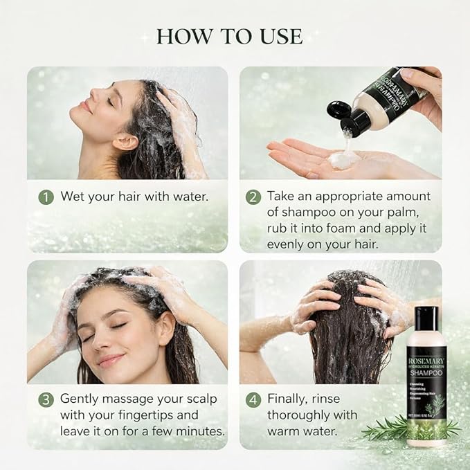 Rosemary Shampoo for Hair Growth, Natural Thickening & Strengthening Shampoo with Hydrolyzed Keratin, for Thinning Hair & Hair Loss for Women and Men 6.76 Fl Oz (Pack of 1))