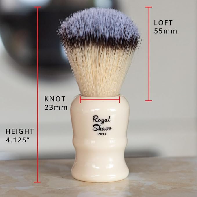 Vegan Shaving Brush by Royal Shave, Foluxe Synthetic Bristles, Badger-Free, Wet Shave Tool for Men & Women, Smooth & Comfortable (CREAM)