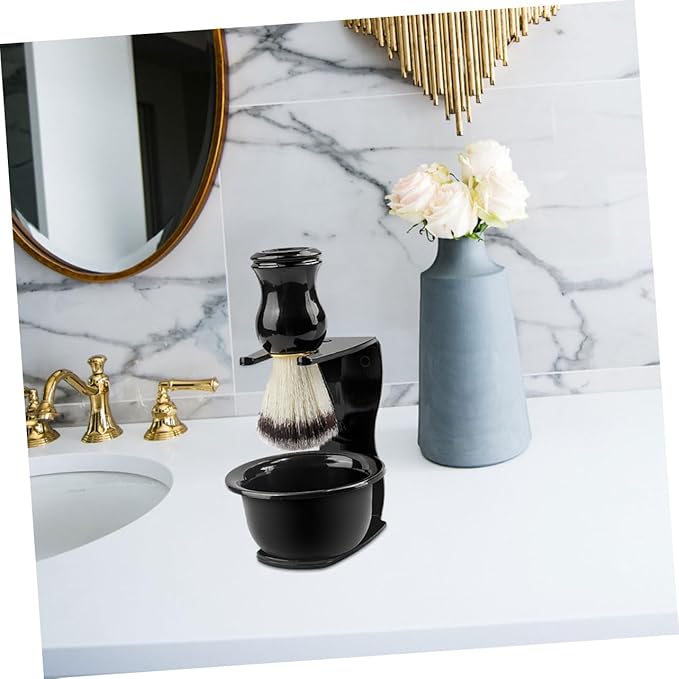 FRCOLOR 3pcs Safety Razor and Brush Stand Men's Grooming Shaving Razor Holder Portable Travel Shaving Brush Rack