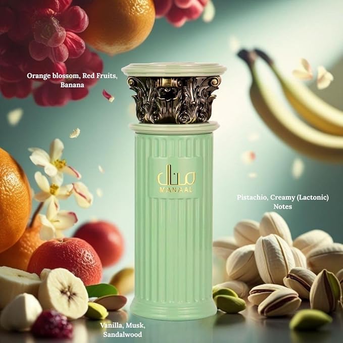 Ard al Zaafaran Manaal Eau De Parfum Spray 100 ML (3.4 OZ) Long Lasting Arabian Perfumes For Women - A Whimsical Symphony of Pistachio Cream & Vanilla Dreams, Ladies Perfume & Premium Gift for Women