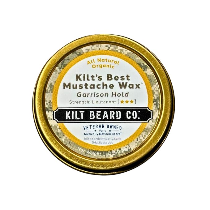 Garrison Hold Mustache Wax- Military- Grade Hold & Precision Styling- Non- Sticky, High Heat Tolerance- Unscented, All-Natural & Organic- Beeswax & Carnauba Wax