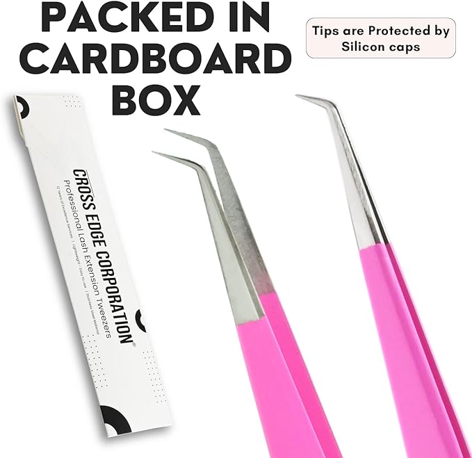 Isolation Tweezers for Eyelash Extension – 14cm Curved, Double Pink, Japanese Stainless Steel, Best for Individual Isolation & Classic Lashes, Pinzas para Pestaña (Double Pink Color)