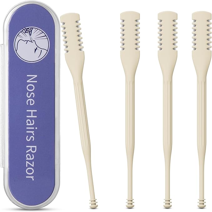 FVION Manual Nose Hair Trimmer (Pack of 4) - Rotating Nasal Hair Cutter with Ear Picker for Women and Men - Portable Nostril Hair Remover Tools
