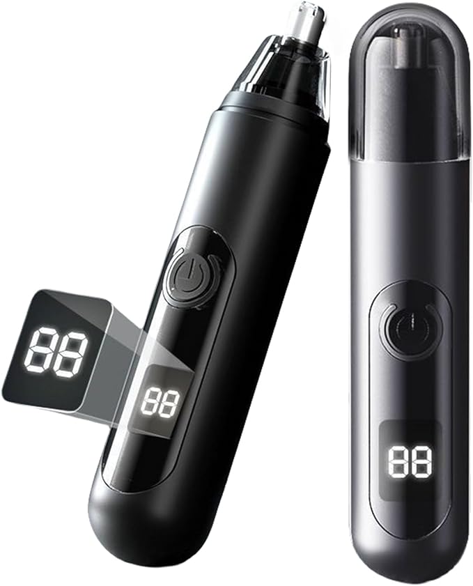 Professional Nose Hair Trimmer, LED Display, USB Rechargeable, Waterproof Double-Edge Blade for Men, Women, IPX7 Rated, 2025 Model (Round Bottom)