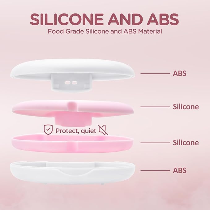 Retainer Case Slim Aligner Case with Vent Holes Removable Inner Tray Silicone for Easy Cleaning (2Pack White Pink)