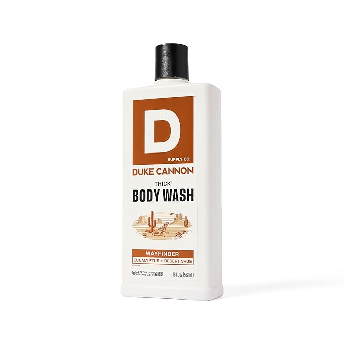 Duke Cannon Thick High Viscosity Body Wash - Wayfinder - Eucalyptus & Desert Sage Scent, 3X Thicker, Mineral-Enriched, Sulfate-Free, 17.5 oz (3-Pack)
