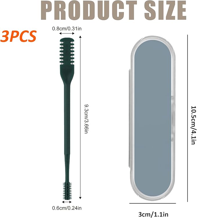 3 Pcs 2-in-1 Nasal Hair Trimmer Set, 360° Rotating Double-Sided Nose & Ear Hair Cutter for Men & Women, Portable Nostril Grooming Tool with Soft Cleaning Brush (Dark Green)