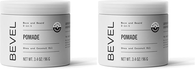 Bevel Beard Balm & Hair Pomade for Waves with Coconut Oil and Shea Butter,Locks in Moisture to Help Reduce Frizz and Breakage,Beard Care for Men,3.4 Oz,(Pack of 2)