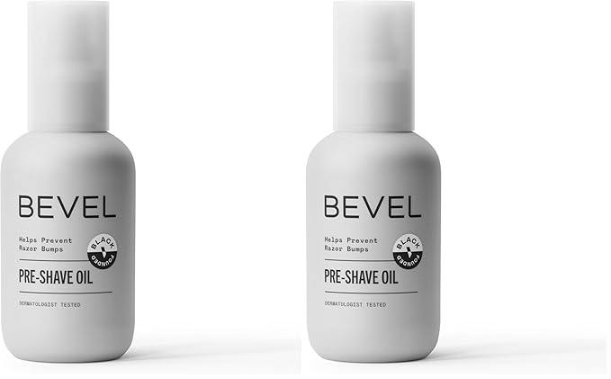 Bevel Pre Shave Oil for Men with Castor Oil, Olive Oil and Tea Tree Oil, Helps Soften Hair and Protect Skin from Irritation and Razor Burn, 2 Fl Oz (Pack of 2)