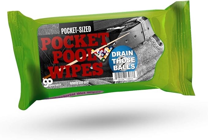 Pocket Pool Wipes - Novelty Wet Wipes - Funny Gifts for Men, Travel Sized, Disposable, Hand Use Only