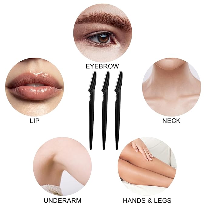 21 Pcs Eyebrow Razors, Face Razors Multipurpose, Exfoliating Dermaplaning Tools, Eyebrow Trimmers Shaver with Protective Cover, Facial Hair Removal for Women Men Body Use (Black)