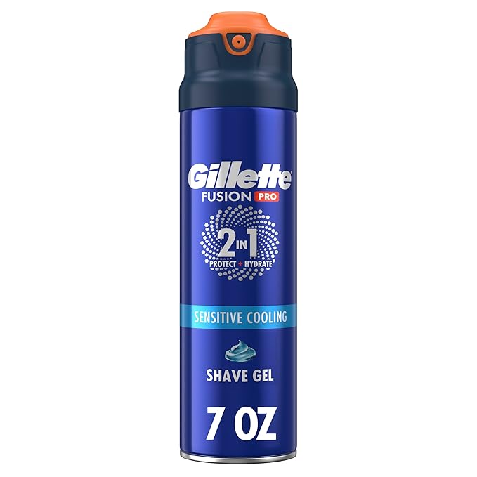 Gillette PRO Shaving Gel For Men Cools To Soothe Skin And Hydrates Facial Hair, 7oz, ProGlide Sensitive 2 in 1 Shave Gel