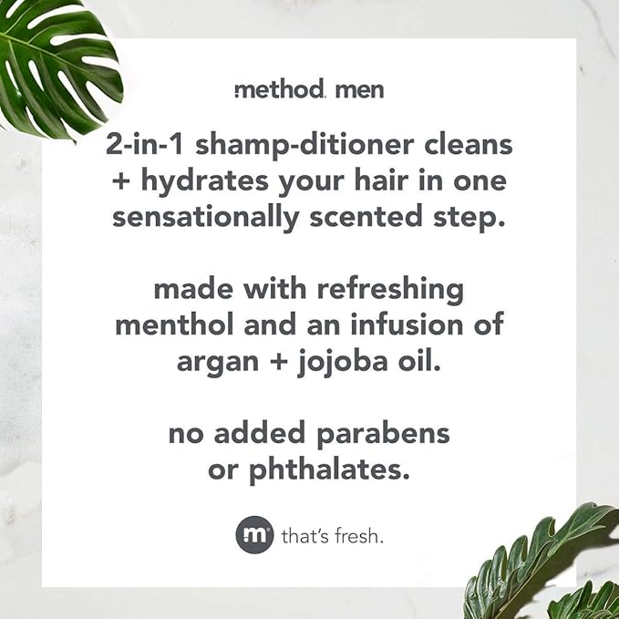 Method Men 2-in-1 Shampoo and Conditioner, Sea and Surf, Paraben and Phthalate Free, 14 fl oz, 1 Ct (Pack of 2)