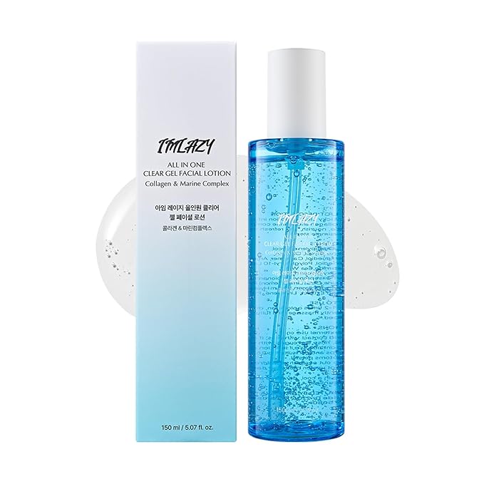 I'M LAZY All-in-One Clear Gel Moisturizer – Fast Absorbing Hydration with Hyaluronic Acid & Marine Complex | Non-Sticky All-in-One Face Gel for Men & Women (5.07 fl oz)