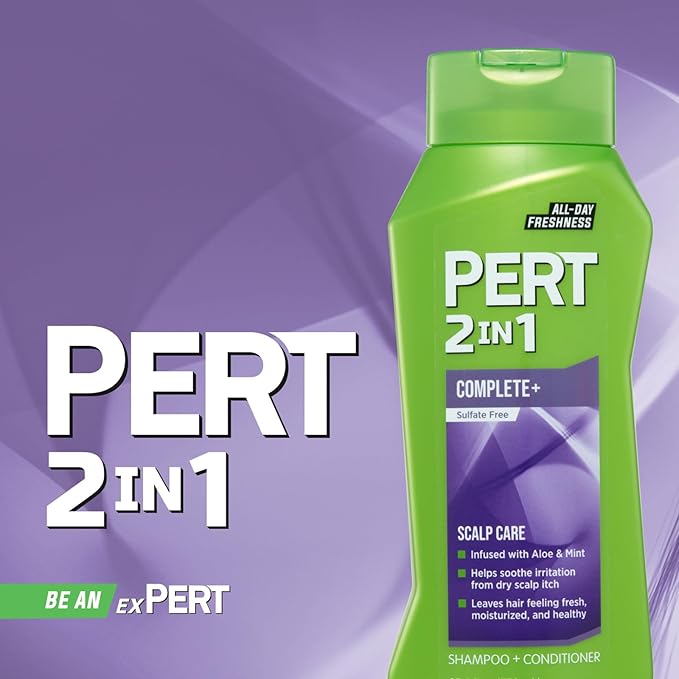PERT 2 in 1 Complete Plus Scalp Care Shampoo and Conditioner - Itchy Scalp Treatment - Sulfate Free Shampoo and Conditioner for Healthy Hair - 13.5 oz