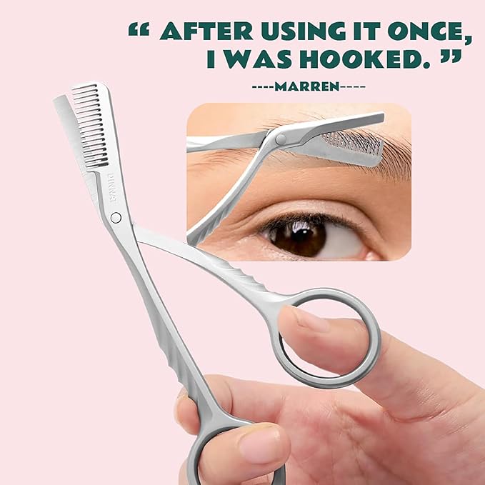 Eyebrow Trimming Scissors with Combs, Eyebrow Cutter Hair Removal Eyebrow Scissors,Eye brow razors, Eyebrow trimmer for women,Gifts For Men Women Stocking Stuffers (Grey)