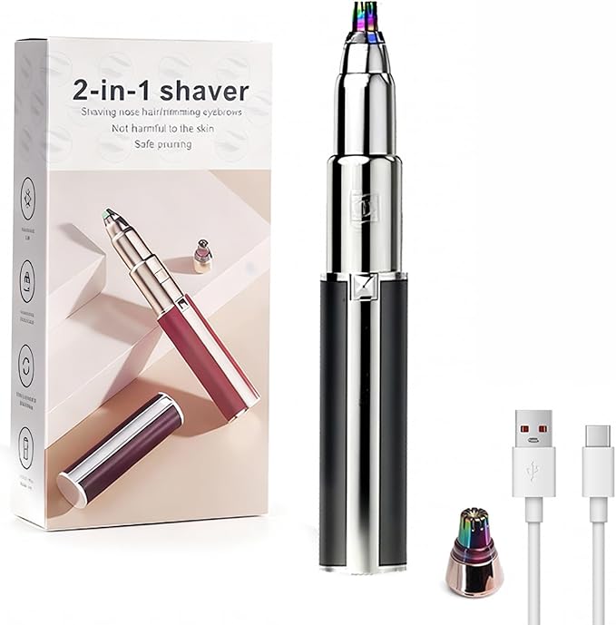 Womens Eyebrow Trimmer Rechargeable Upgraded 2-in-1 Portable Electric Eyebrow Trimmer & Nose Hair Remover Black Waterproof Eye Brow Razors Electric with USB Charging