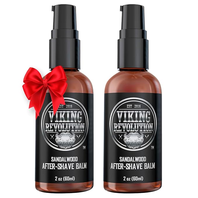 Viking Revolution Luxury After-Shave Balm for Men - Soothes and Moisturizes Face After Shaving - Eliminates Razor Burn for A Silky Smooth Finish - Sandalwood Scent (Pack of 2)