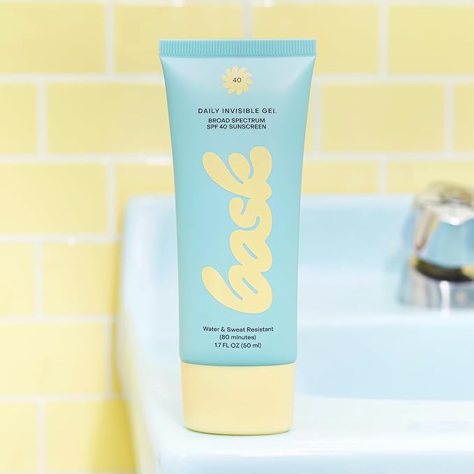 Bask Suncare SPF 40 Daily Invisible Gel Face Sunscreen - Broad Spectrum Protection, Fragrance Free, Makeup Primer, Hydrating, Lightweight & Non-Greasy, Dermatologist Recommended, 1.7 fl oz