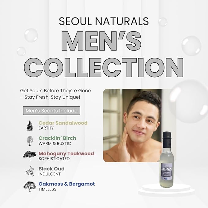 Seoul Naturals Men's Warm and Rustic Cracklin' Birch Aftershave, alcohol free, k beauty, 4 oz