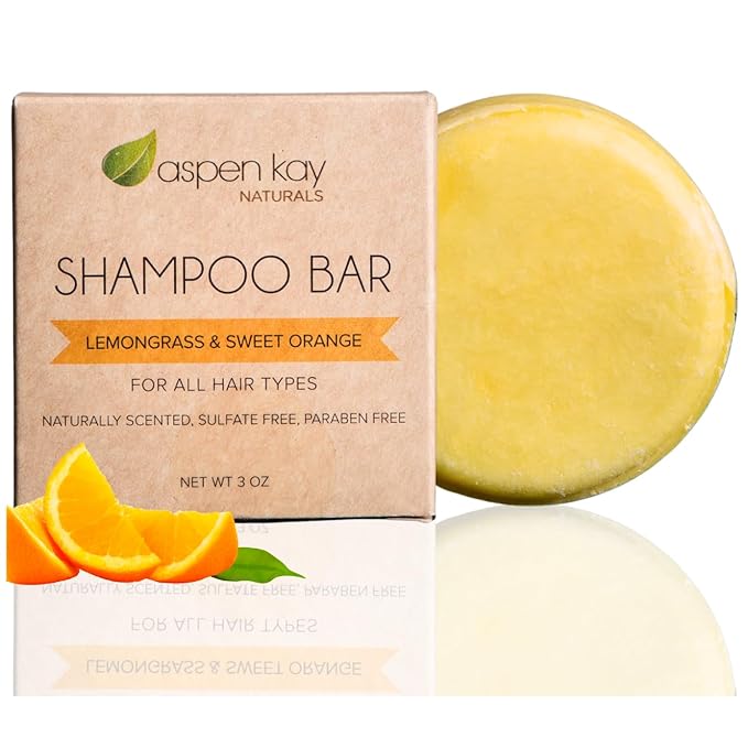 Aspen Kay Naturals Moroccan Argan Oil Shampoo Bar, Organic, Vegan, Volumizing Shampoo for Curly or Straight Hair. Citrus Scent, Paraben & Sulfate Free, Made in USA - 3 oz.