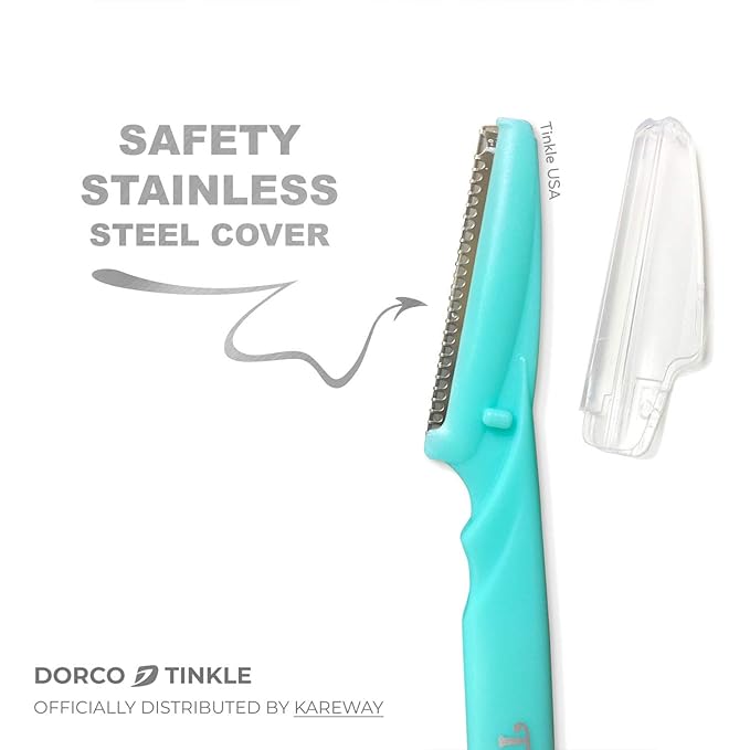 Tinkle Dermaplaning Tool 15ct, Dermaplane Razor for Women, Safe and Easy Peach Fuzz Remover, Eyebrow Trimmer with Protective Cover (5 Packs of 3)