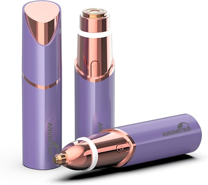 ANUMITRA Gen 3 Pro 2 in 1 Flawless Facial Hair Removal for Women- Eyebrow Trimmer for Face, Lip, Nose Hair Trimmer, with Replacement Heads, Facial Razor for Women, Flawless Facial Hair Remover