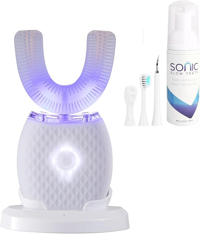 Automatic Toothbrush for Adults - Ultrasonic Electric Toothbrush Rechargeable Waterproof Design with Soft Bristles & 30s Timer Wireless Charging Portable Travel & Home Use (White)