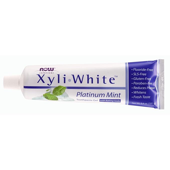NOW Solutions, Xyliwhite™ Toothpaste Gel, Platinum Mint, Cleanses and Whitens, Fresh Taste, 6.4-Ounce